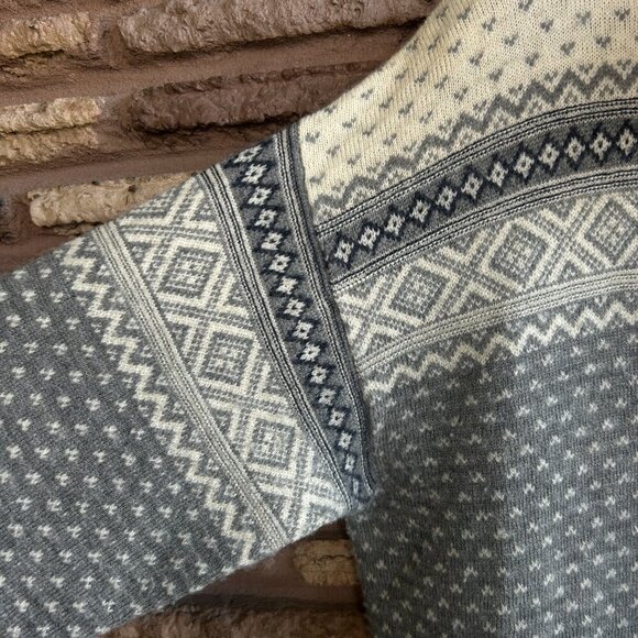 Eddie Bauer Men's Gray Fair Isle Chunky Knit Sherpa Lined Henley Sweater Size L - Picture 4 of 8